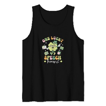 Discover One Lucky Speech Therapist SLP Shamrock St Patricks Day Tank Tops
