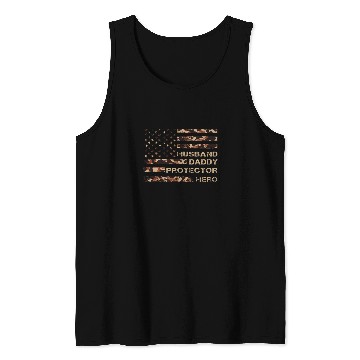 Discover Husband Daddy Protector Hero Fathers Day American Flag Camo Tank Tops