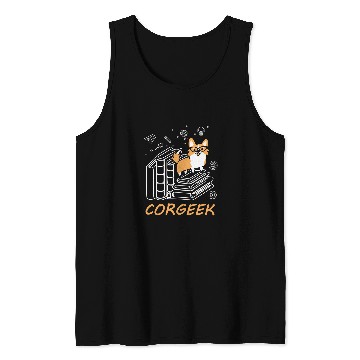 Discover Funny Corgi Geek Corgeek Book Lovers Gift design Tank Tops