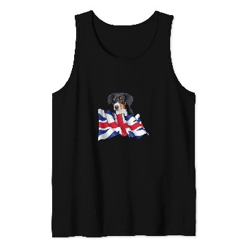 Discover Union Jack Flag Dog Entlebucher Sennenhund Tank Tops