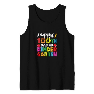 Discover Happy 100th Day of Kindergarten Teacher or Student 9 Tank Tops
