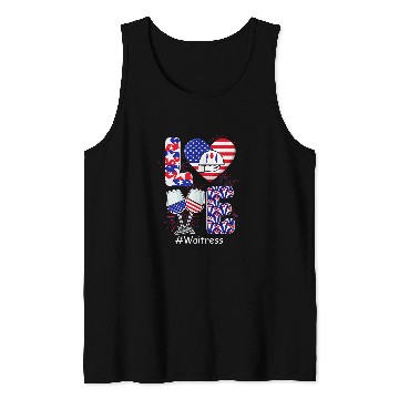 Discover LOVE Costume Waitress 4th July American Flag Fireworks Tank Tops