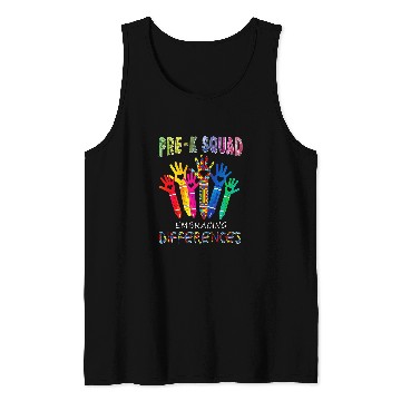 Discover Pre K Squad Embracing Differences Autism Teacher Tank Tops