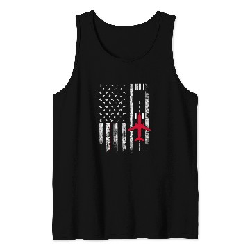 Discover US Flag Airport Runway Airplane Pilot Tank Tops