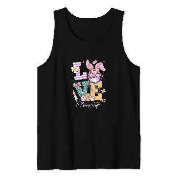 Discover Love nurses Easter Bunny Eggs Stethoscope Cute Scrub Women Tank Tops