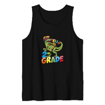 Discover Funny Dinosaur 2nd Grade StudentTeacher Back to School Tank Tops