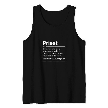 Discover Priest job worker definition funny dictionary text Tank Tops