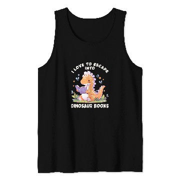 Discover Dino Book Reading Dinosaur Reading Lovers Dinosaur Book Tank Tops