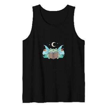 Discover Cottagecore Aesthetic Cute Kawaii Frog Fairy Reading Book Tank Tops