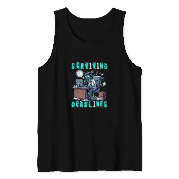 Discover Surviving Deadlines Zombie Office Worker Humor Tank Tops