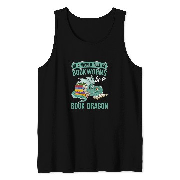 Discover Book Dragon Funny Bookworm Fantasy Animal Book Reading Tank Tops