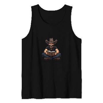 Discover Cowboy Reading Book Funny Book Reader Bookworm Western Tank Tops