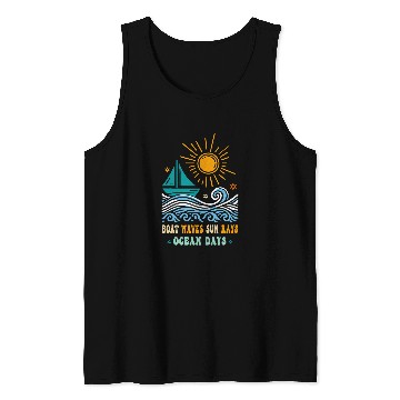 Discover Marine Navigation Boat Waves Sun Rays Ocean Day Cabin cruise Tank Tops