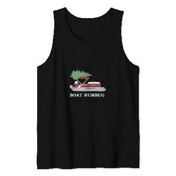 Discover Boat Humbug Pontoon Boat with Christmas Tree On Top Tank Tops