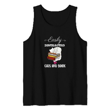 Discover Cute Cats And Books Funny Cat Lovers Tank Tops