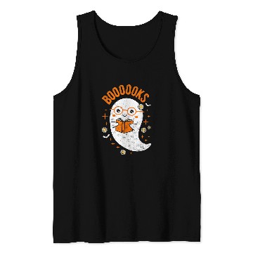 Discover cute ghosts book reading teacher school halloween 1 Tank Tops
