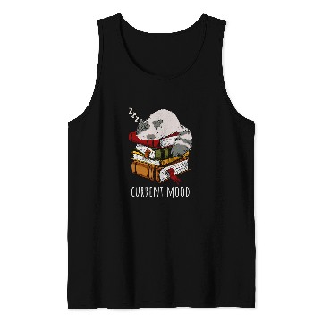 Discover Current mood funny cat sleep and books Tank Tops