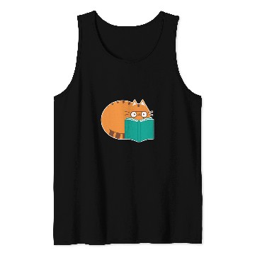 Discover Cute Cat Literature School Ironic Book Reading Tank Tops