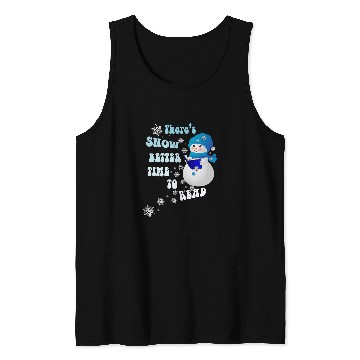 Discover Book Lover Snowflakes Pattern Snowy Reader Snowmen Tank Tops