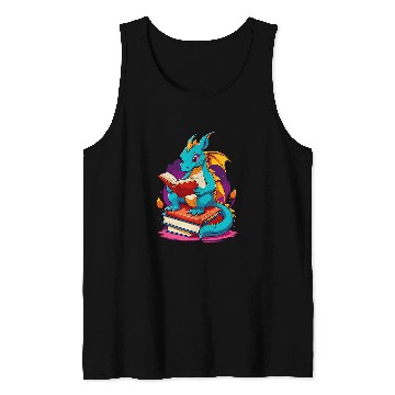 Discover Dragon Reading A Book Cute Dragon Lover Book Reader 1 Tank Tops