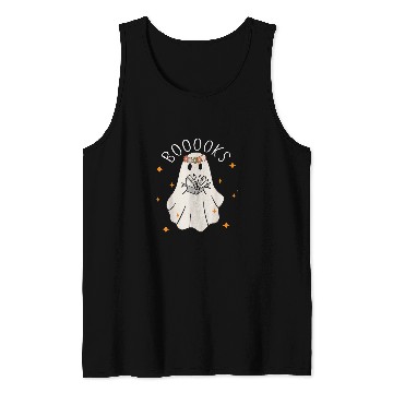 Discover Cute ghosts Book Reading Teacher School Funny Halloween 3 Tank Tops