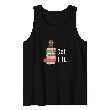 Discover Book Readers Get Lit Reading Books Funny Cat Lovers Tank Tops