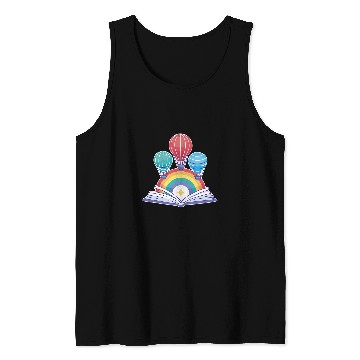 Discover Open Book With Hot Air Balloons Rainbows Tank Tops