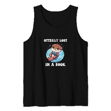 Discover Cute Swimming Otter Book Reading Kids Tank Tops