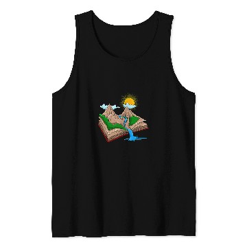 Discover Mens Creative Book Outdoors Scenery Mountain Sun Hiking Nerd Tank Tops