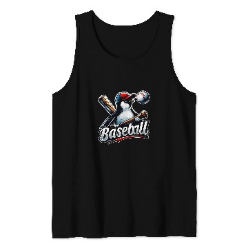 Discover Funny Lets Go Penguin Playing Baseball 2 Tank Tops