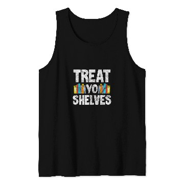 Discover Reading Book Reader Treat Yo Shelves Bookworm Distressed Tank Tops