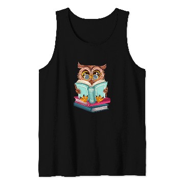 Discover Cute Owl Reading Book Tank Tops