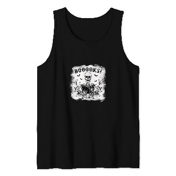 Discover Skeletons Reading Book Halloween Tees Teacher Library Reading Tank Tops