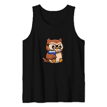 Discover Cute Owl Book Lover Library Smart Bookworm Kawaii Reading Tank Tops