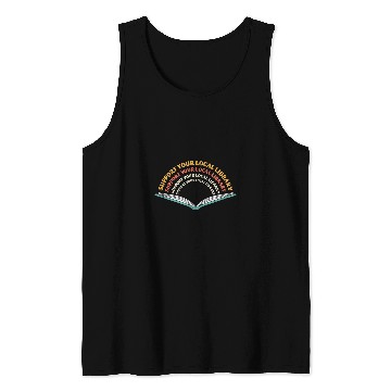 Discover Support your Local Library Bookworm Reading 2 Tank Tops