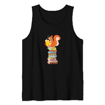 Discover Cute Squirrel Reading Mens Womens Tops Book Lovers Tank Tops