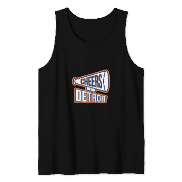 Discover Detroit Navy Blue And Orange Megaphone Tank Tops