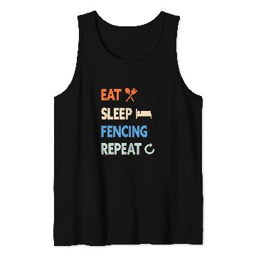 Discover Eat Sleep Fencing Repeat Tank Tops