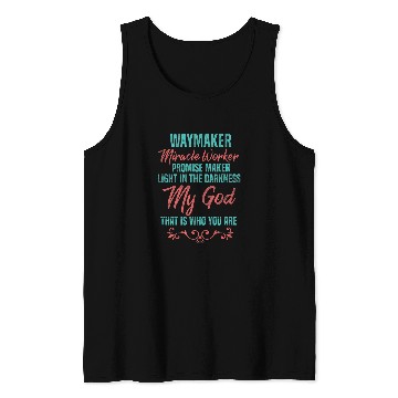 Discover Way Maker Miracle Worker Promise Keeper Christian Faith Tank Tops