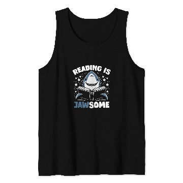 Discover Reading Is Jawsome Funny Shark Reader Book Lover Tank Tops