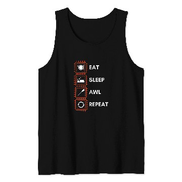 Discover Funny Leather Craftsman Sewing Eat Sleep Awl Repeat Tank Tops