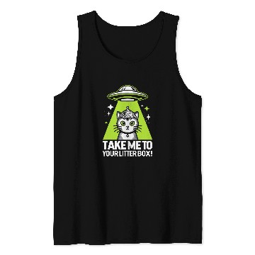 Discover Alien Cat Invasion Cat Conspiracy Theories Tank Tops