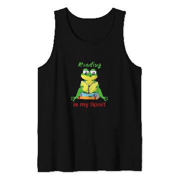 Discover Reading Is My Sport Book Lovers Frog Reading Reading Tank Tops