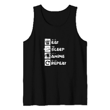 Discover Eat Sleep Anime Repeat Funny Kawaii Japanese Otaku Design Tank Tops