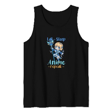 Discover Eat Sleep Anime Repeat I Chibi Kawaii Cosplay Tank Tops