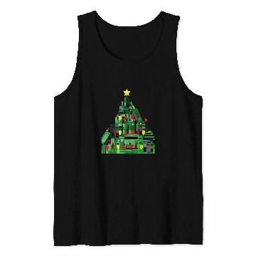 Discover Green Christmas Book Tree Tank Tops