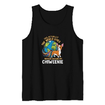 Discover Funny The World Does Revolve Around My Chiweenie Tank Tops