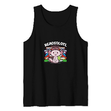 Discover Readsolotl Axolotls Reading Book Lizard Tank Tops