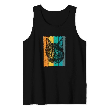 Discover Cat face drawing retro Tank Tops