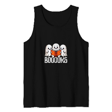 Discover Halloween ghostss Reading Books Librarian Reader Teacher Tank Tops